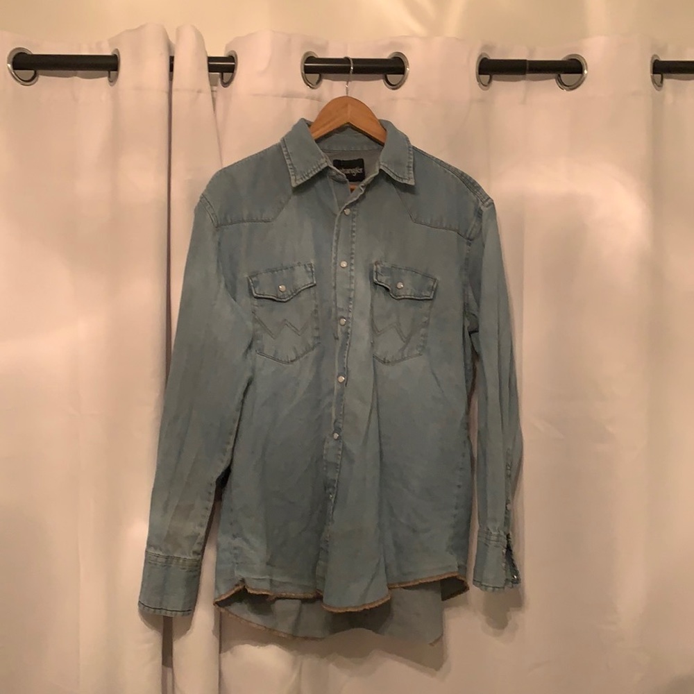Wrangler Denim Pearl Snap Shirt.
